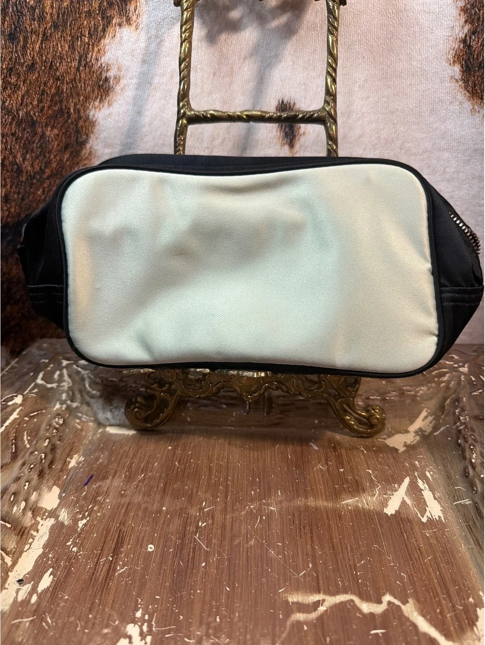 Prada Parfums Black and Cream Cosmetic Bag